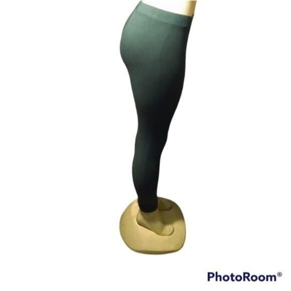 Olive Green Knit High Waisted Leggings L - Picture 10 of 10